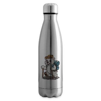 Hiking Adventure Polar Bear with Backpack - Insulated Water Bottle - silver - Right