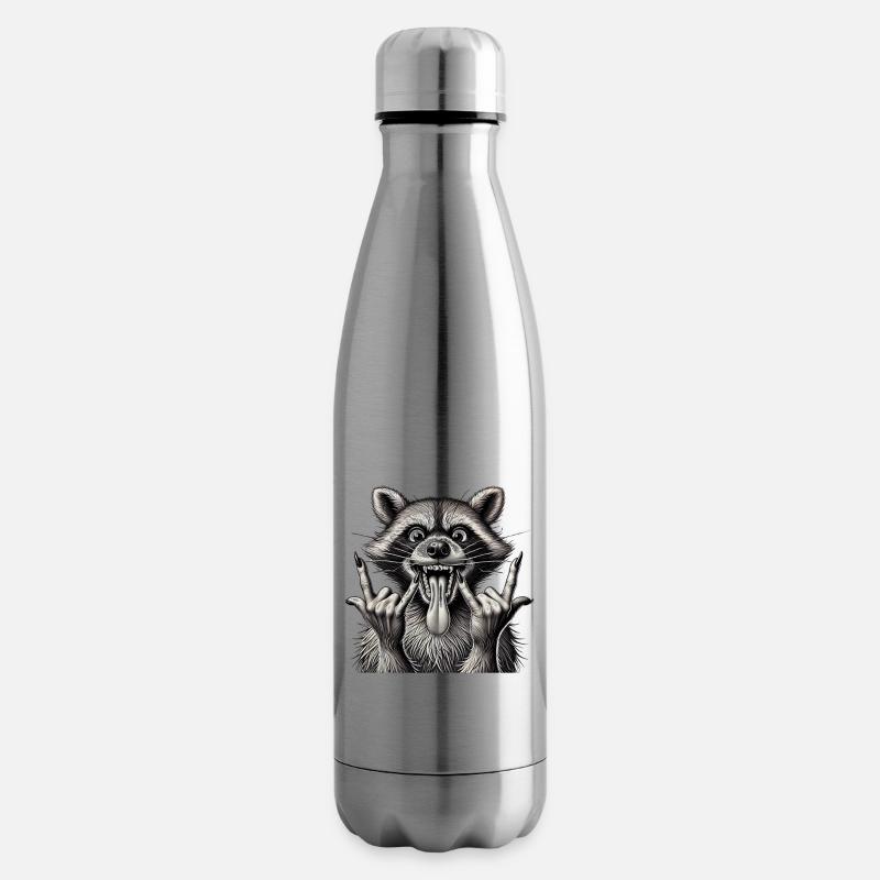 Rock 'n' Roll Waschbär Metall Kunst Design - Isolierflasche - Lightsilver