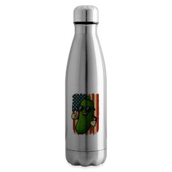 États-Unis Patriotic Concombre Pouces Levés Fun - Bouteille isotherme - argent clair - Droite
