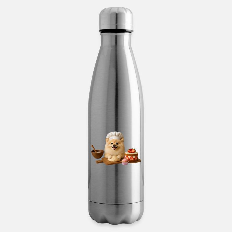 Zwergspitz Backen Kuchen Kekse - Isolierflasche - Lightsilver