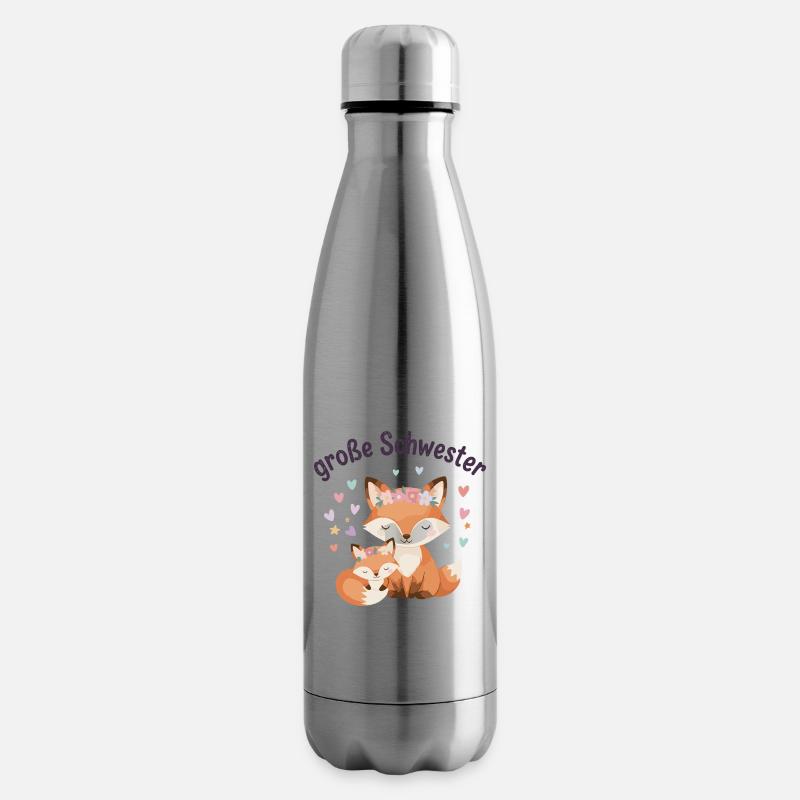 Große Schwester Fuchs mit Blumenkranz - Isolierflasche - Lightsilver