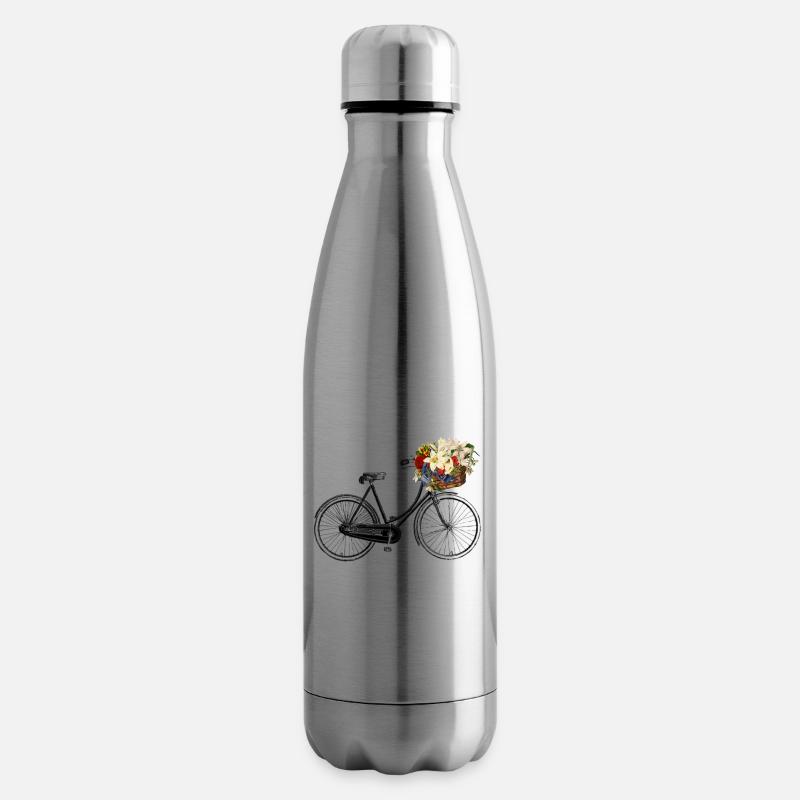 bicyclette-vélo-fleure - Bouteille isotherme - argent clair