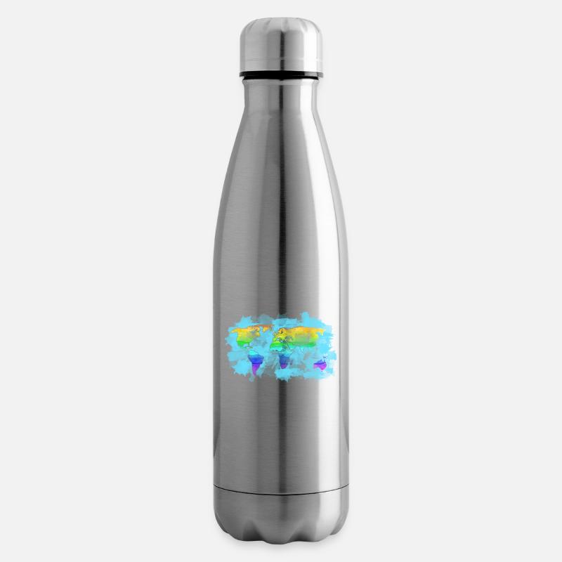 carte du monde - Bouteille isotherme - argent clair