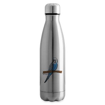 Blauer Wellensittich - Isolierflasche - Lightsilver - Rechts