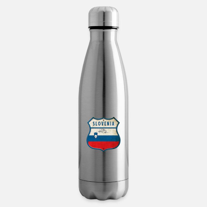 Slowenien Flaggen Wappen Design - Isolierflasche - Lightsilver