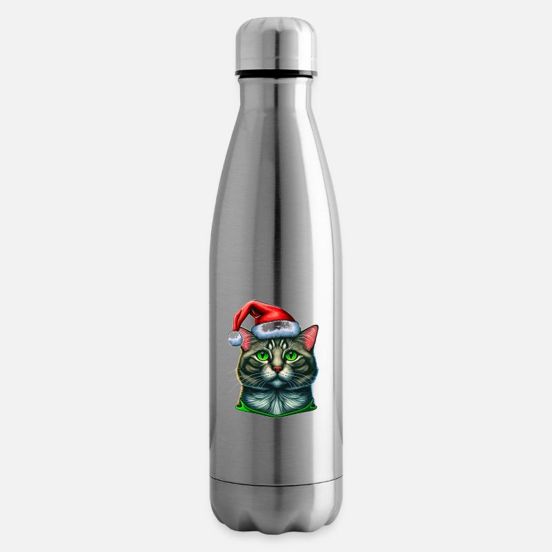 Wunderschönes digitales Winterkatzen-Kunstwerk, das perfekte - Isolierflasche - Lightsilver