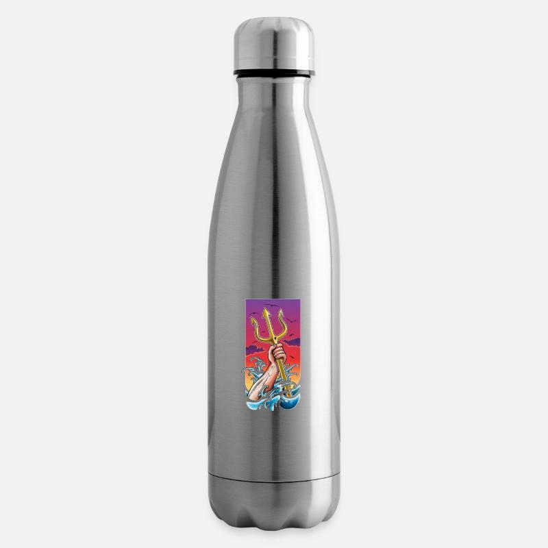 Poséidon Dieu de la mer sous l’eau avec Trident à la main - Bouteille isotherme - argent clair
