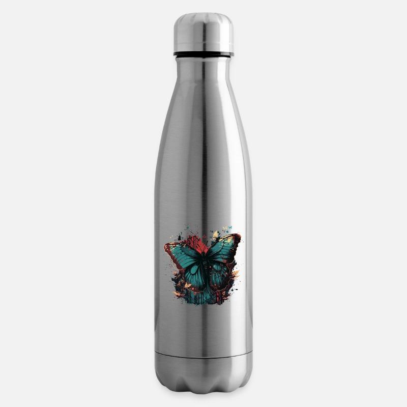 Schmetterling im Wald - Isolierflasche - Lightsilver
