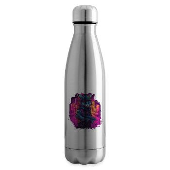 Katze Cyber Cat Katzen Punk - Bouteille isotherme - argent clair - Droite