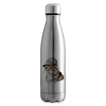 Miki the cat in the hat - Insulated Water Bottle - silver - Right
