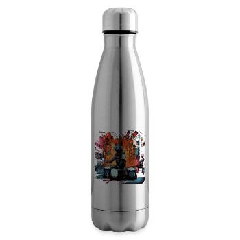 Katze Schlagzeuger Musik Tier Schlagzeug Wild Cat - Isolierflasche - Lightsilver - Rechts