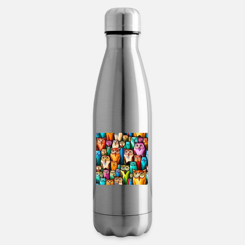 Niedliches Eulenmuster - Isolierflasche - Lightsilver