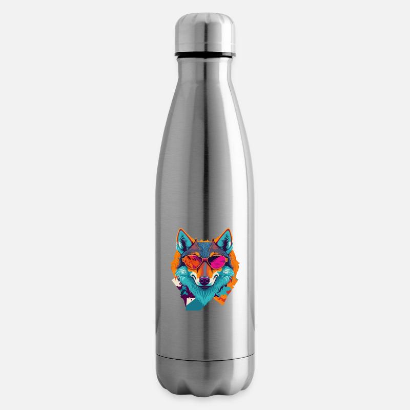 Retro Wolf Revolt - Insulated Water Bottle - silver
