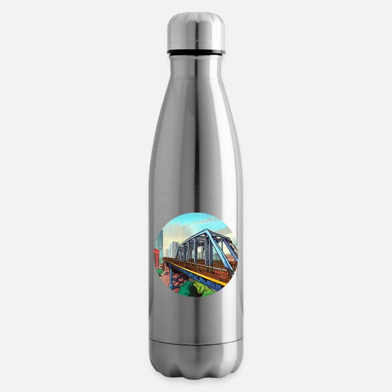 Comic Brücke in Stadt - Isolierflasche - Lightsilver