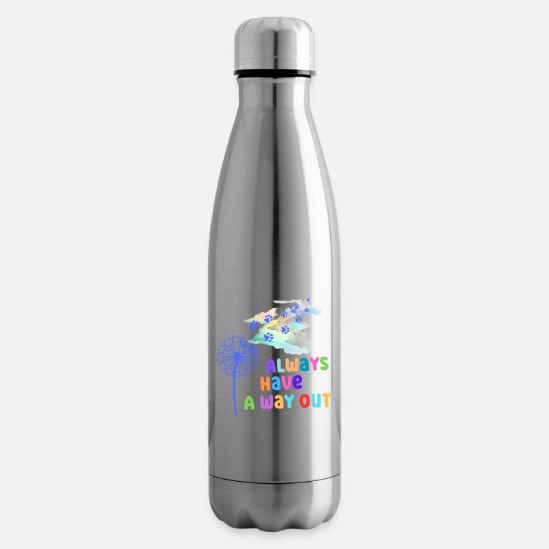 Graphiques colorés avec slogan - Bouteille isotherme - argent clair