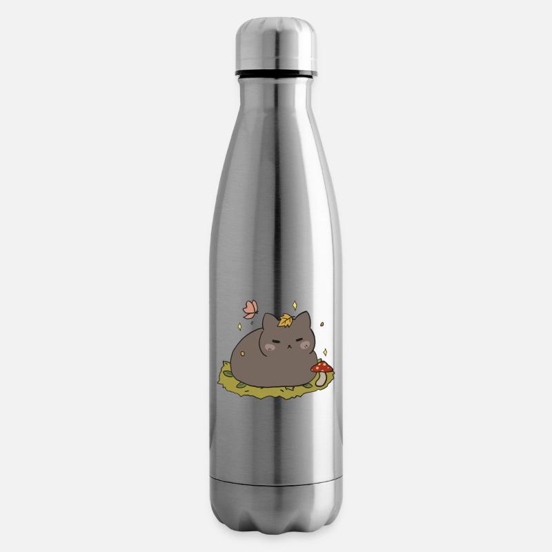 Chat d’automne - Bouteille isotherme - argent clair