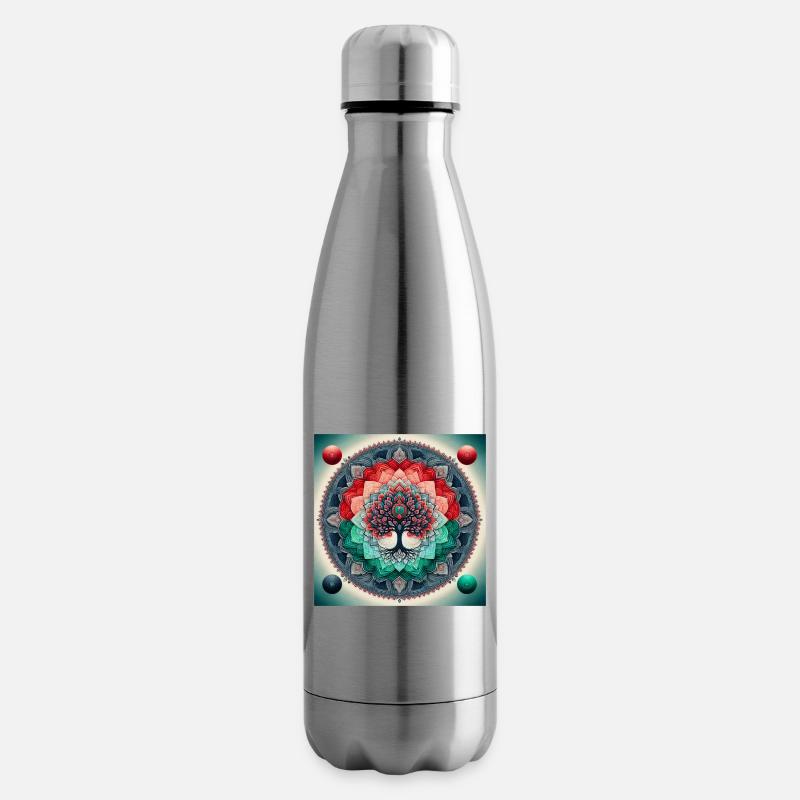 Mandala-Baum in leuchtenden Farben - Isolierflasche - Lightsilver