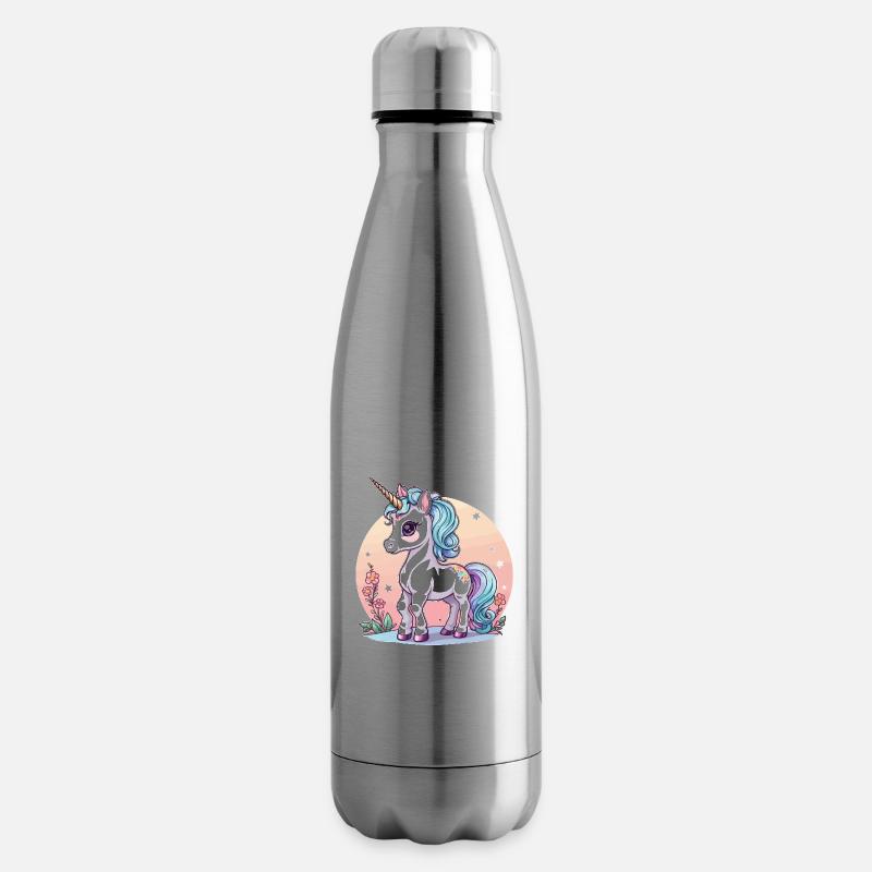Einhorn Illustration - Isolierflasche - Lightsilver