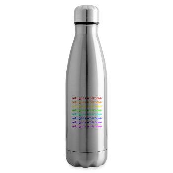 Refugees Welcome Gift Idea - Insulated Water Bottle - silver - Right