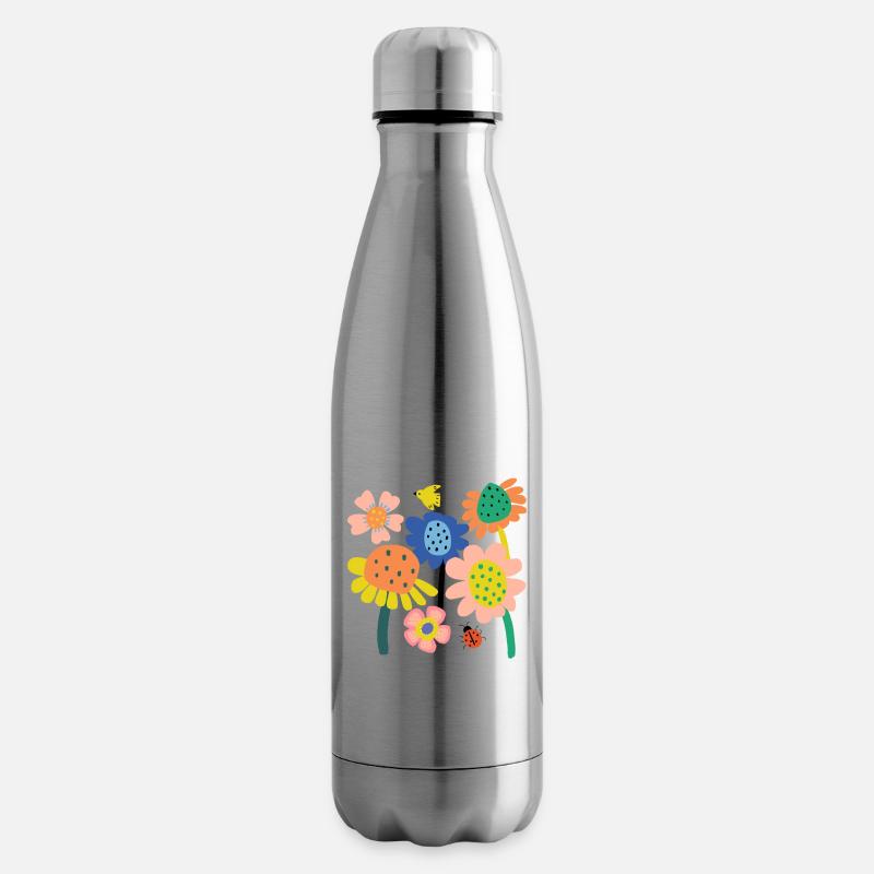 Bunter Blumen Garten - Isolierflasche - Lightsilver