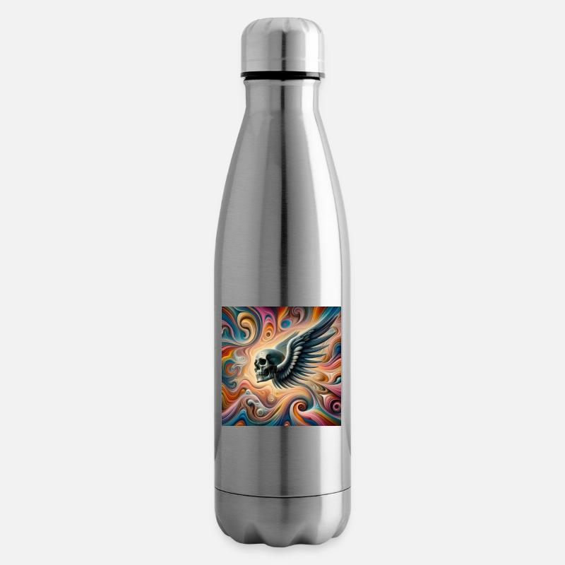 Crâne avec des ailes (coloré) - Bouteille isotherme - argent clair