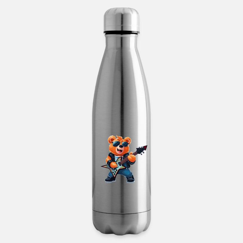 Heavy Metal Teddybär Gitarrist - Isolierflasche - Lightsilver