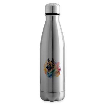 Belgian Shepherd Watercolor - Insulated Water Bottle - silver - Right