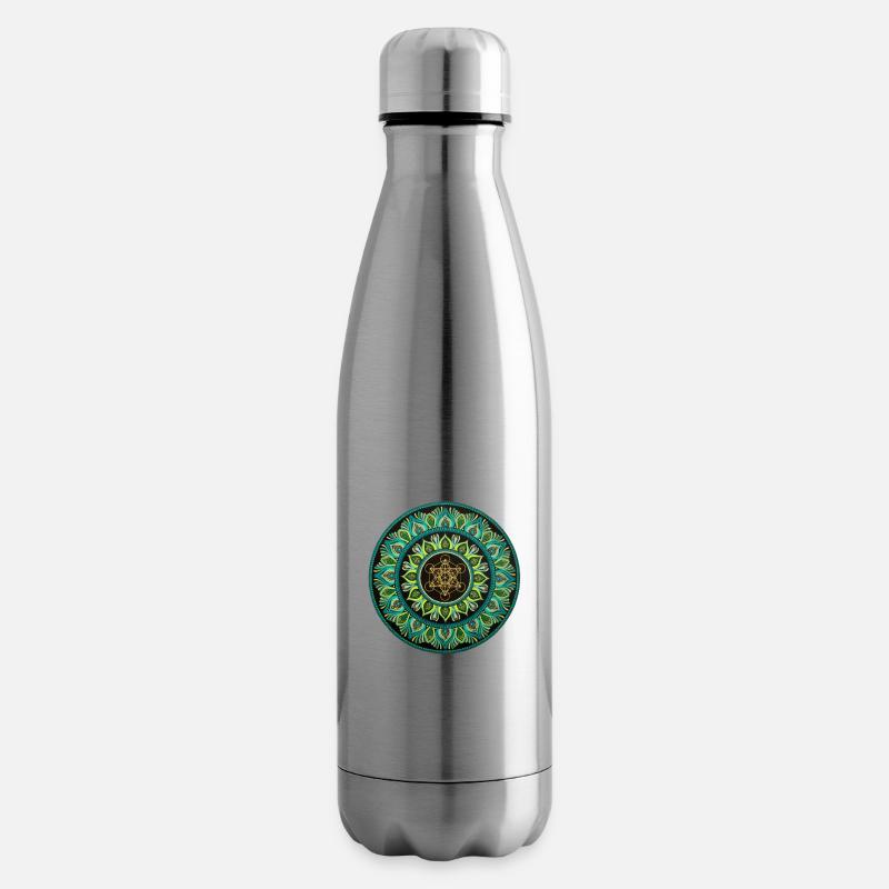 Métatron vert | Géométrie sacrée - Bouteille isotherme - argent clair