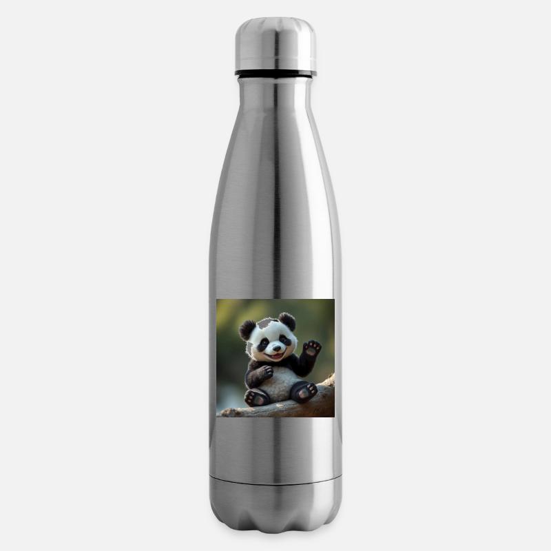Niedlicher Panda in 3D - Isolierflasche - Lightsilver