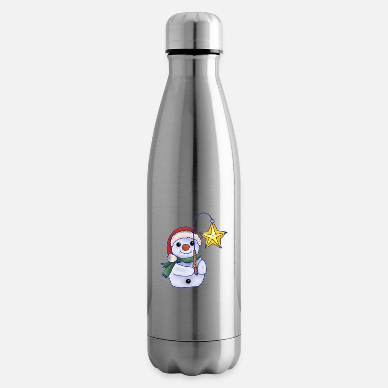 Schneemann mit Stern - Isolierflasche - Lightsilver
