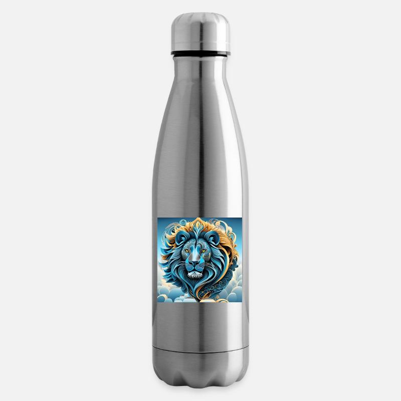 Abstraktes Porträt eines Löwen in den Wolken - Isolierflasche - Lightsilver