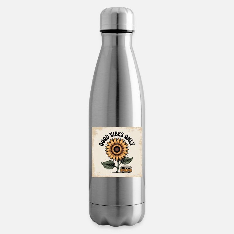 Sonnenblumenblume mit positiver Botschaft - Isolierflasche - Lightsilver