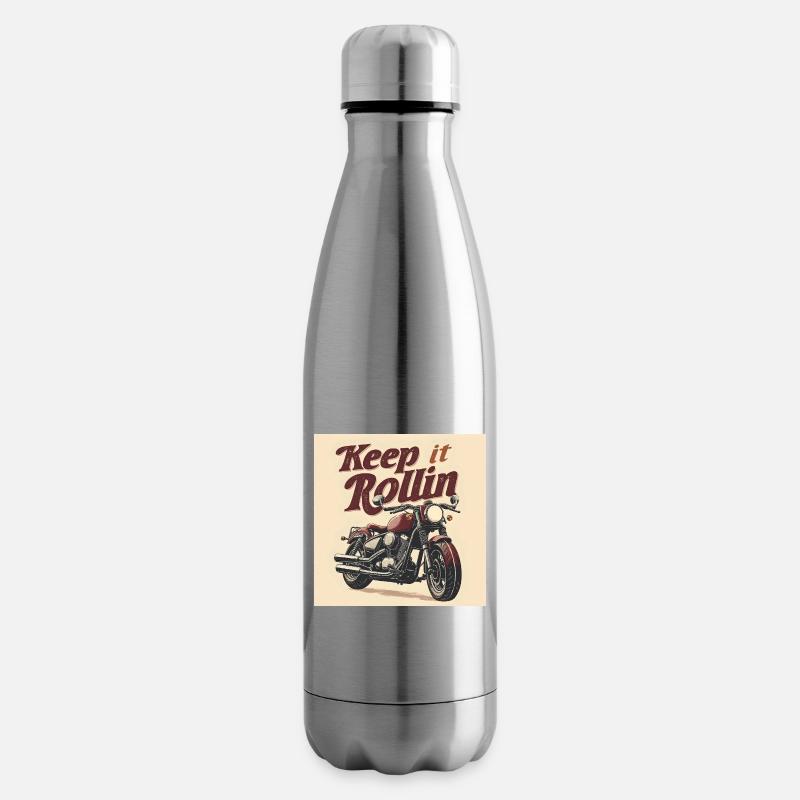 Keep it Rollin' – Minimalist Typography - Insulated Water Bottle - silver