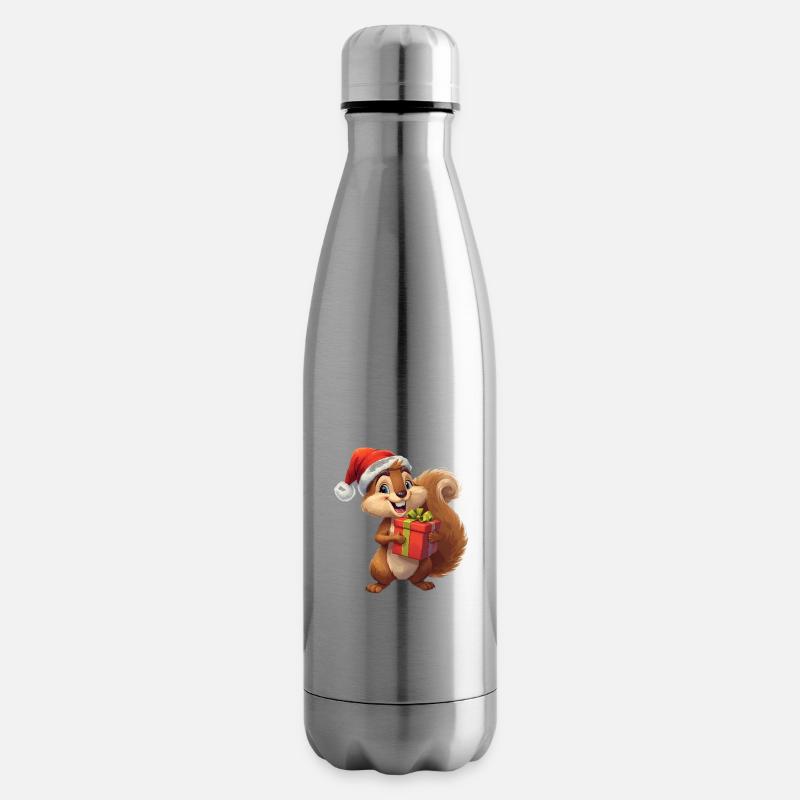 Christmas squirrel with gift - Insulated Water Bottle - silver