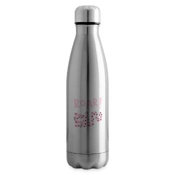 Roar Cute Animal Funny Cartoon Design - Insulated Water Bottle - silver - Right