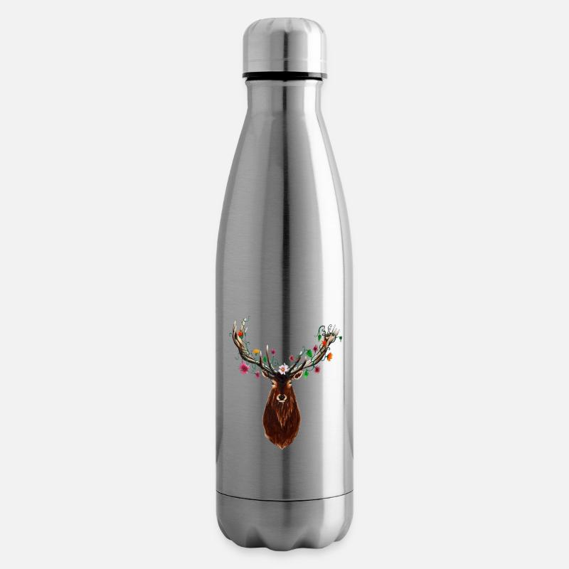 Blumen Hirsch - Isolierflasche - Lightsilver