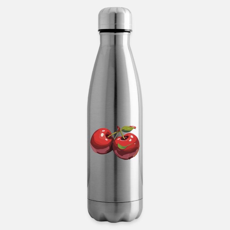 Rote Kirsche Cherries Kirschen Cherry - Isolierflasche - Lightsilver