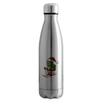 Weihnachten Kaktus Skifahrer Wintersport - Isolierflasche - Lightsilver - Rechts