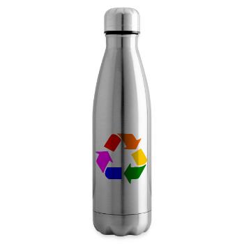 Peace lgbt sign - peace sign - Insulated Water Bottle - silver - Right