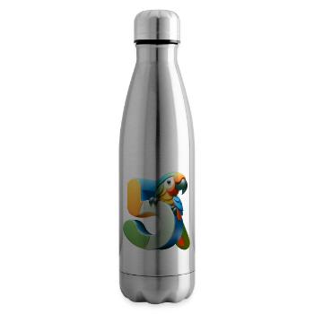 Kinderdesign – Papagei und Zahlen - Isolierflasche - Lightsilver - Rechts