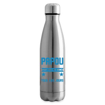 Papou tu ne m'as peut être pas donné la vie cadeau - Bouteille isotherme - argent clair - Droite