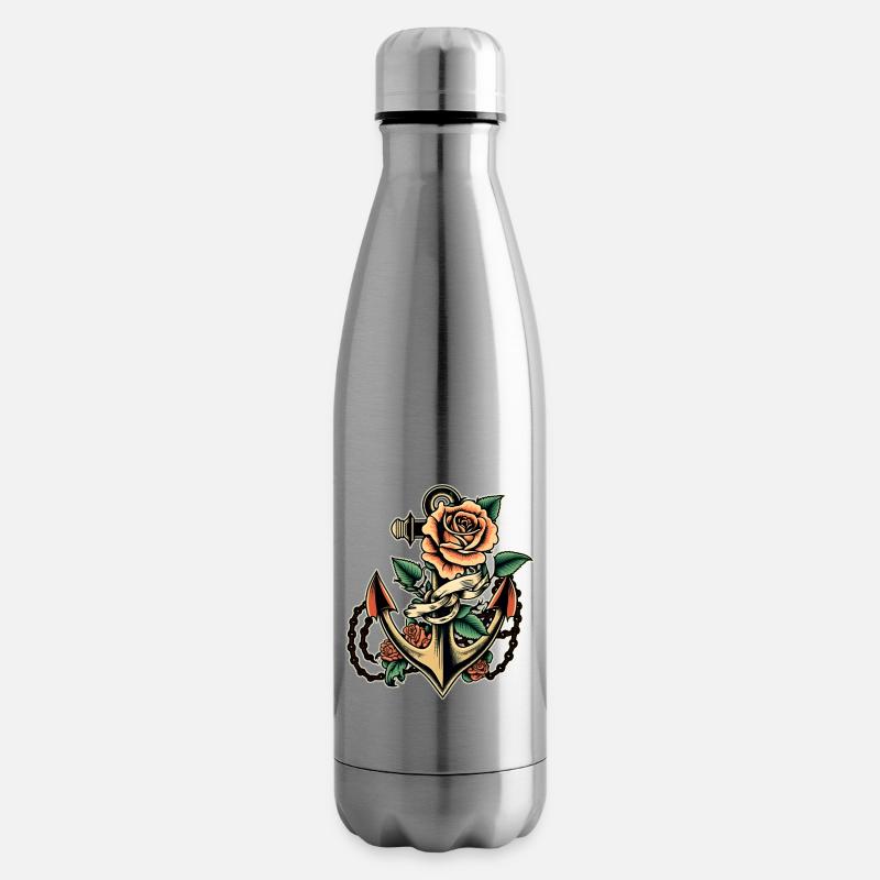 Immer noch mit rosa Old-School-Tattoo - Isolierflasche - Lightsilver