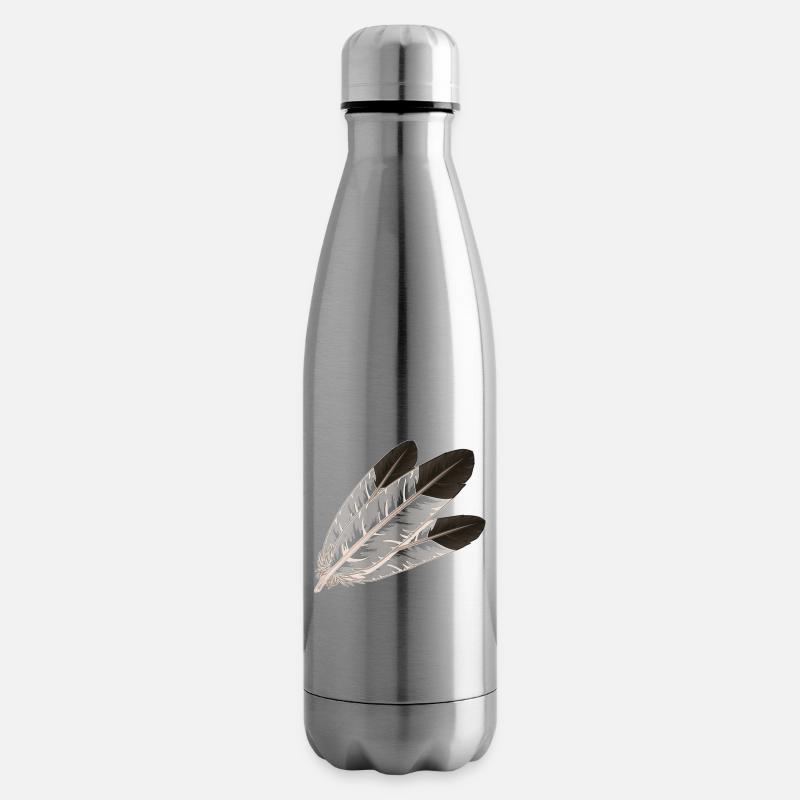 Eagle feather - Insulated Water Bottle - silver