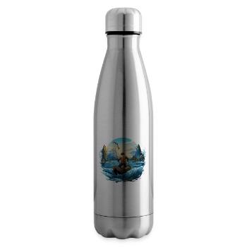 Pêche, Pêcheur, Bateau, Eau, Poisson, Nature, Montagnes - Bouteille isotherme - argent clair - Droite
