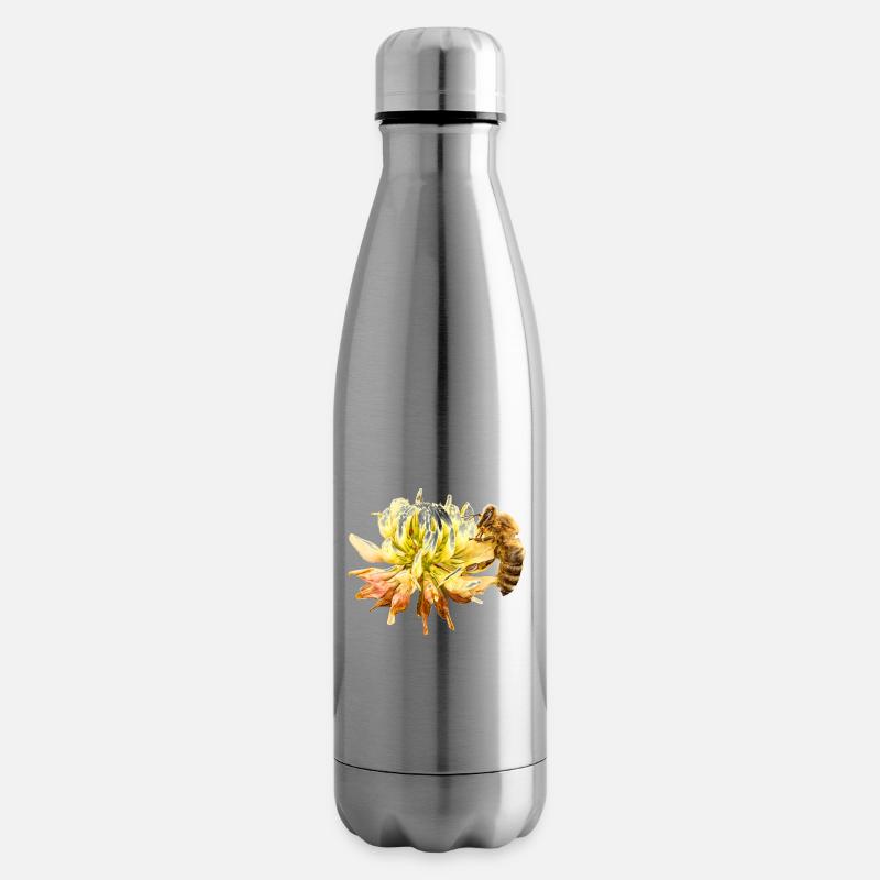 Honigbiene auf einer Blüte, A733151 - Isolierflasche - Lightsilver