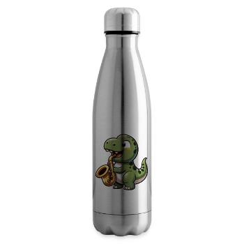 Dino T-Rex Saxofonist Jazzmusik - Isolierflasche - Lightsilver - Rechts
