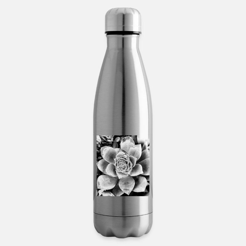 schwarz-weiße Blume - Isolierflasche - Lightsilver