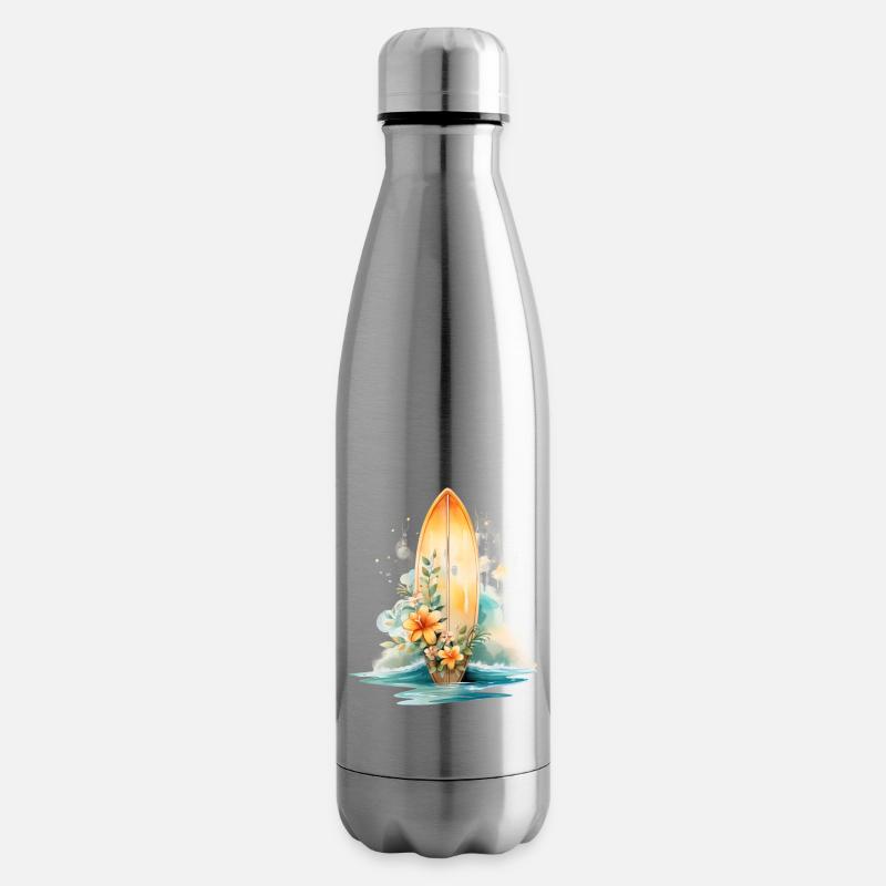 PLANCHE DE SURF EN FLEURS - Bouteille isotherme - argent clair