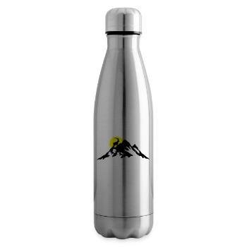 Berg und Steinbock bei Sonnenaufgang - Isolierflasche - Lightsilver - Rechts
