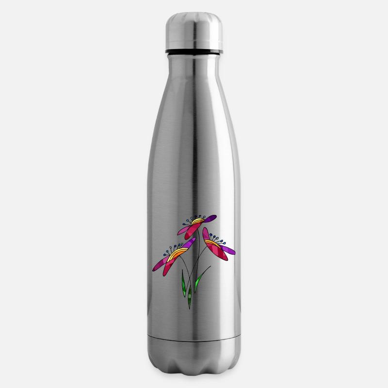 Fleurs - Bouteille isotherme - argent clair
